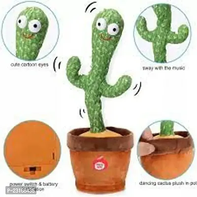 Dancing Cactus Talking Toy, Cactus Plush Rechargeable Toy, Wriggle And Singing Recording Repeat What You Say Funny Education Toys for Babies Children Playing, Home Decorate (Cactus Toy)-thumb2