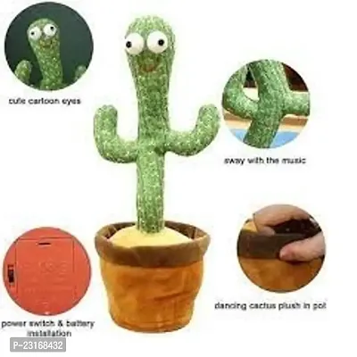 Dancing Cactus Talking Toy, Cactus Plush Rechargeable Toy, Wriggle And Singing Recording Repeat What You Say Funny Education Toys for Babies Children Playing, Home Decorate (Cactus Toy)-thumb2