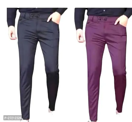 Stylish Multicoloured Polyester Solid Regular Track Pants For Men-thumb0