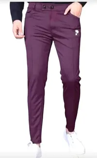 Stylish Multicoloured Polyester Solid Regular Track Pants For Men-thumb1