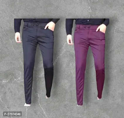 Men's Regular Wear |  Casual Wear | Solid Stretchable Trackpants Lowers Pack Of 2-thumb0