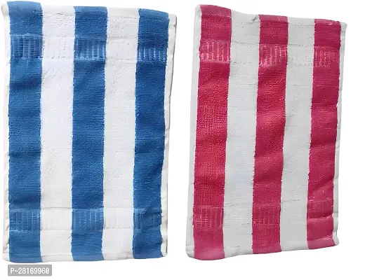 Anand Kumar Abhishek Kumar Products Cotton Hand Towels Set Ultrasoft  Absorbent Wash Basin Wipe Napkins For Bathroom Kitchen Hotel Stripes Small Towel For Face Hair Gym Spa, 13 X 20 Inches (Pack Of 2 Towel, Blue And Red)-thumb0