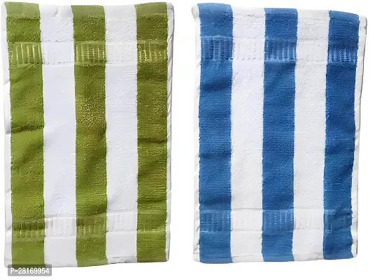 Anand Kumar Abhishek Kumar Products Cotton Hand Towels Set Ultrasoft  Absorbent Wash Basin Wipe Napkins For Bathroom Kitchen Hotel Stripes Small Towel For Face Hair Gym Spa, 13 X 20 Inches (Pack Of 2 Towel, Green And Blue)-thumb0