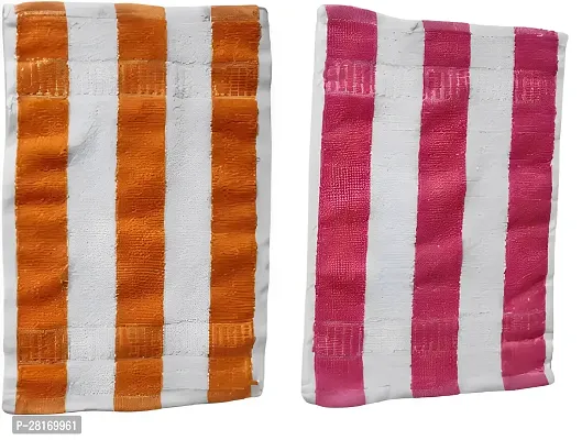 Anand Kumar Abhishek Kumar Products Cotton Hand Towels Set Ultrasoft  Absorbent Wash Basin Wipe Napkins For Bathroom Kitchen Hotel Stripes Small Towel For Face Hair Gym Spa, 13 X 20 Inches (Pack Of 2 Towel, Orange And Red)