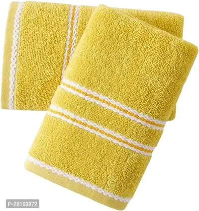 Anand Kumar Abhishek Kumar Mustard Hand Towels Set Of 2 Terry Braided Striped Pattern 100% Cotton Soft Absorbent Decorative Yellow Hand Towel For Bathroom 13 X 29 Inch-thumb0