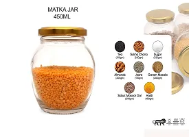 GOKRU Matka Glass Jar Container for Kitchen Storage with Air Tight Lid, Golden, 400ml (Set of 4)-thumb2