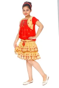 Trendy Rayon Top Skirt (Red BLUE) Age Start from 3 Years Old Child Girl to 10 Years Child Girl-thumb3