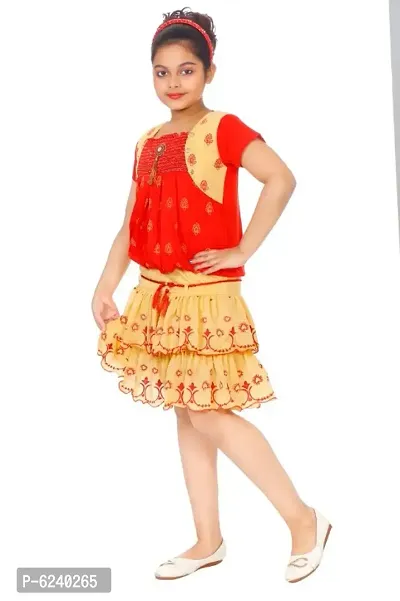 Trendy Rayon Top Skirt (Red BLUE) Age Start from 3 Years Old Child Girl to 10 Years Child Girl-thumb4
