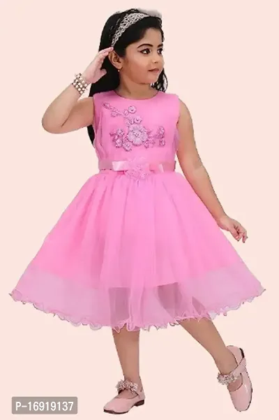 Pink color Net Frock Dress  Beautiful Kids girls-thumb0
