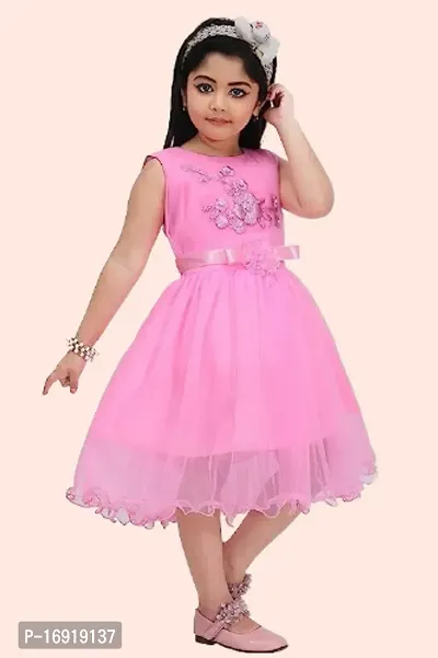 Pink color Net Frock Dress  Beautiful Kids girls-thumb4