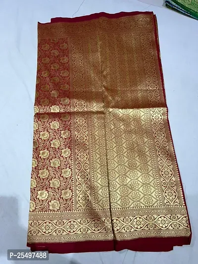 Elegant Red Art Silk Saree with Blouse piece For Women