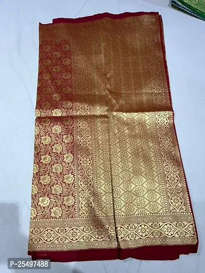 Elegant Red Art Silk Saree with Blouse piece For Women-thumb0