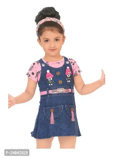 Stylish Fancy Cotton Blend Dungarees Dresses For Girls