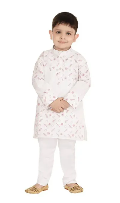 Stylish Fancy Blend Kurta With Pyjamas Set For Boys