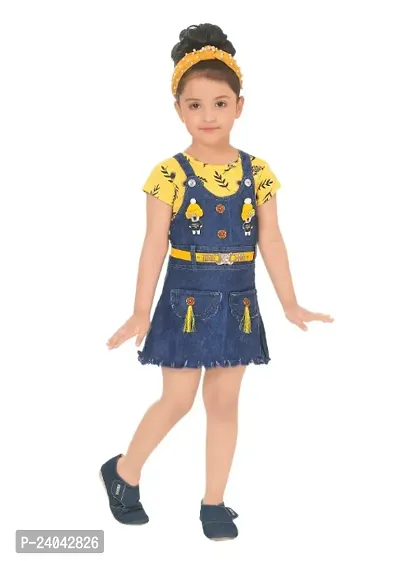 Stylish Fancy Cotton Blend Dungarees Dresses For Girls