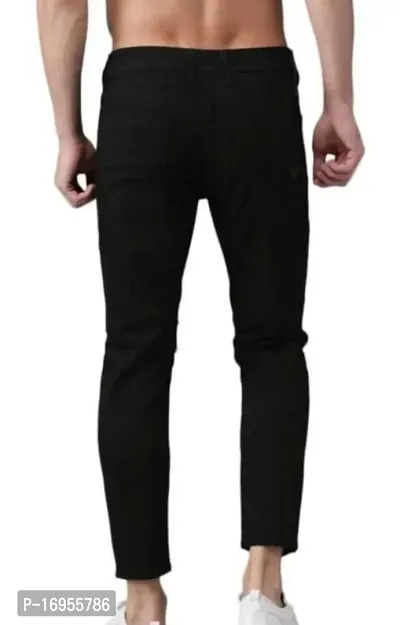 Elegant Black Denim Solid Jeans For Men-thumb2