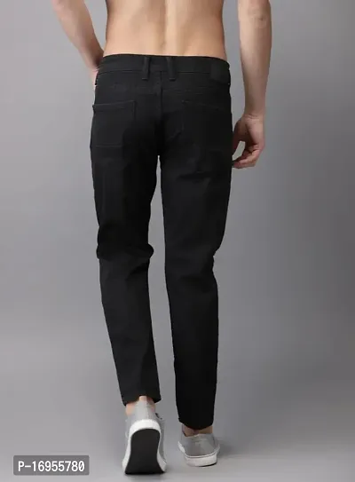 Elegant Black Denim Solid Jeans For Men-thumb3