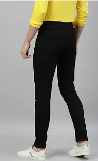 Elegant Black Denim Solid Jeans For Men-thumb1