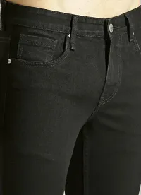 Elegant Black Denim Solid Jeans For Men-thumb2