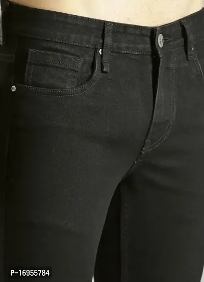 Elegant Black Denim Solid Jeans For Men-thumb3