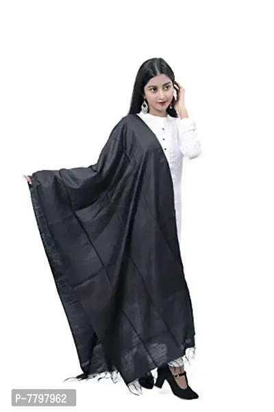 Urban DESI Art Silk Solid Dupatta for Women and Girls (Black)