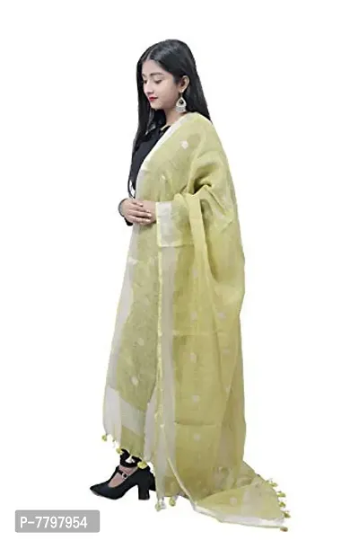 Urban DESI Pure Linen Dupatta for Women and Girls (MENDHI)