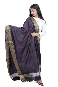 Urban desi Art Silk Solid Dupatta for Women and Girls (Black)-thumb1