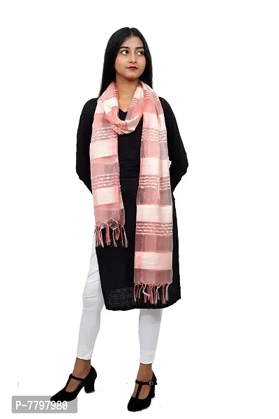 Women's Urban Desi Art Silk Stylish Dupatta (Peach, 80 x 250 cm)-thumb3