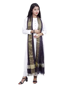 Urban desi Art Silk Solid Dupatta for Women and Girls (Black)-thumb2