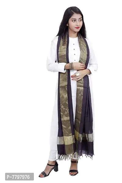 Urban desi Art Silk Solid Dupatta for Women and Girls (Black)-thumb3