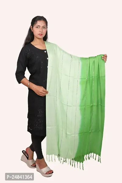 Bhagalpuri Silk Striped Green Women Dupatta