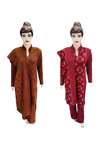 Stylish Wool Womens Multi Shades Kurta, Bottom and Dupatta Set Pack of 2-thumb1