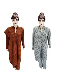 Stylish Wool Womens Multi Shades Kurta, Bottom and Dupatta Set Pack of 2-thumb1