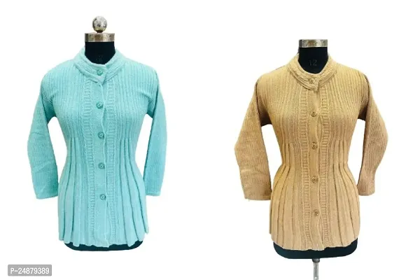 Classic Wool Cardigan Sweater for Women Set Of 2
