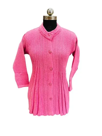 Straight Wool Cardigan Sweater For Women