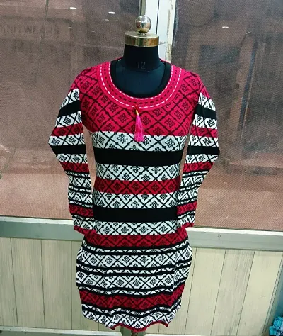 Straight Multicoloured Woolen Kurta For Women