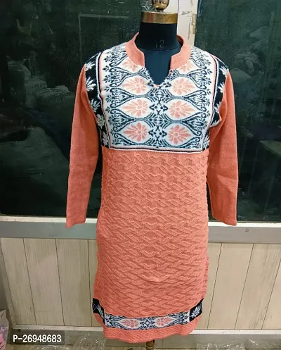 Straight Multicoloured Woolen Kurta For Women-thumb0
