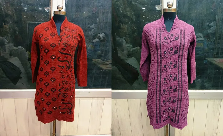 Straight Wool Kurta For Women Set Of 2