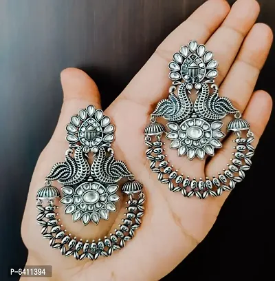 Oxidized brass handmade wedding earrings