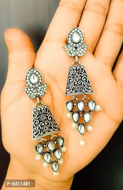 Oxidized brass handmade wedding earrings