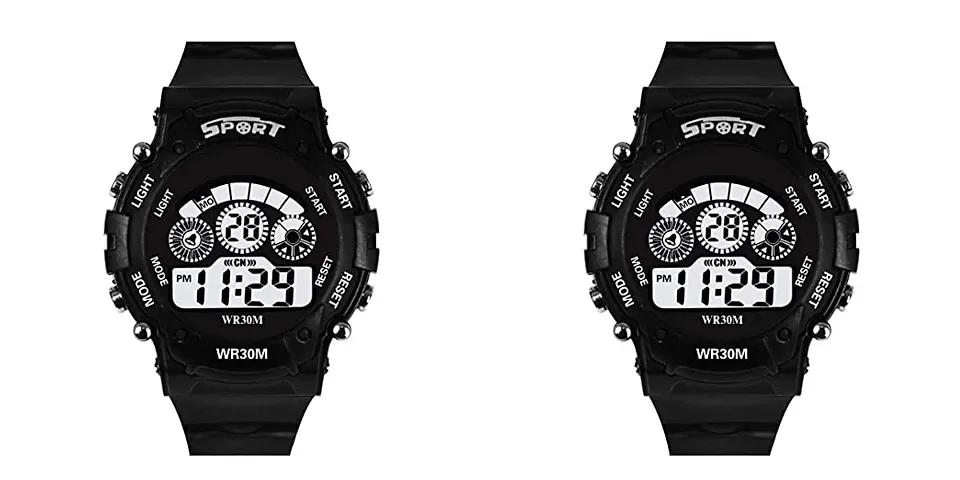 Stylish Fancy Leather Sports Digital Watch For Boys Combo Pack Of 2