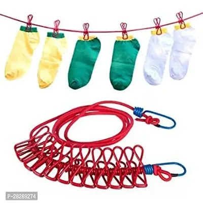 Elastic Cloth Hanging Rope for Cloth Drying with 12 Clips-thumb0