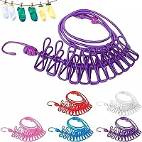 Elastic Cloth Hanging Rope for Cloth Drying with 12 Clips-thumb1