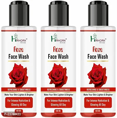 Natural Hirhorn Whitening Blush And Glow Rose Facewwash Men And Women All Skin Types Face Wash Pack Of 3