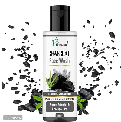 Natural Hirhorn Activated Charcoal Anti Pollution For Deep Pore Cleaning Men And Women All Skin Types Face Wash Pack Of 1-thumb0