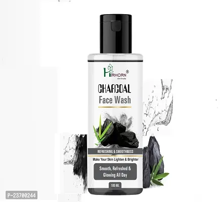 Natural Hirhorn Activated Charcoal -Deep Exofilation- Removes Blackheads Men And Women Normal Skin Face Wash Pack Of 1-thumb0