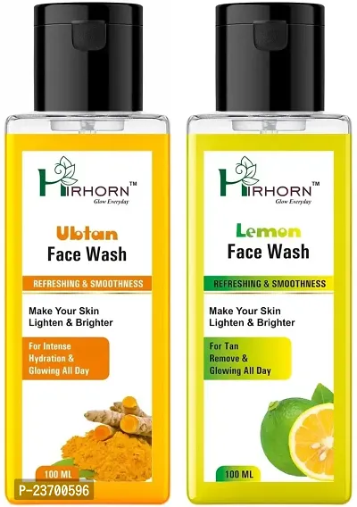Natural Hirhorn Ubtan Lemon Skin PreventacneAnd Pimples Best Ubtan Lemon Face Wash Men And Women All Skin Types Face Wash Pack Of 2