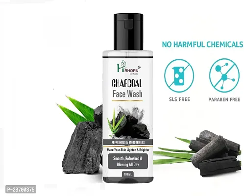 Natural Hirhorn Pollution Out Activated Charcoal Deep Clean Facewash Men And Women All Skin Types Face Wash Pack Of 1