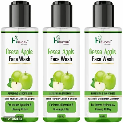 Natural Hirhorn Green Apple Brightening Wash Men And Women All Skin Types Face Wash Pack Of 3