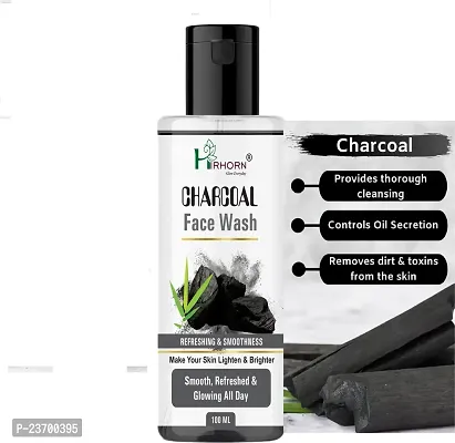 Natural Hirhorn Charcoal Face Wash, Paraben Free, Sulphate Free Pack Men And Women All Skin Types Face Wash Pack Of 1